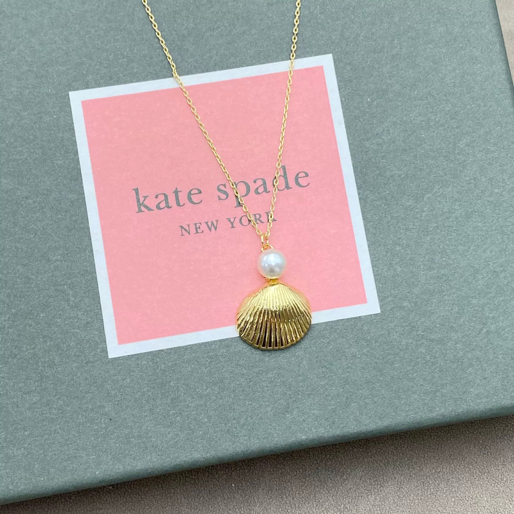 kate spade Pearl Inlaid Shell Necklace Gold Plated Copper